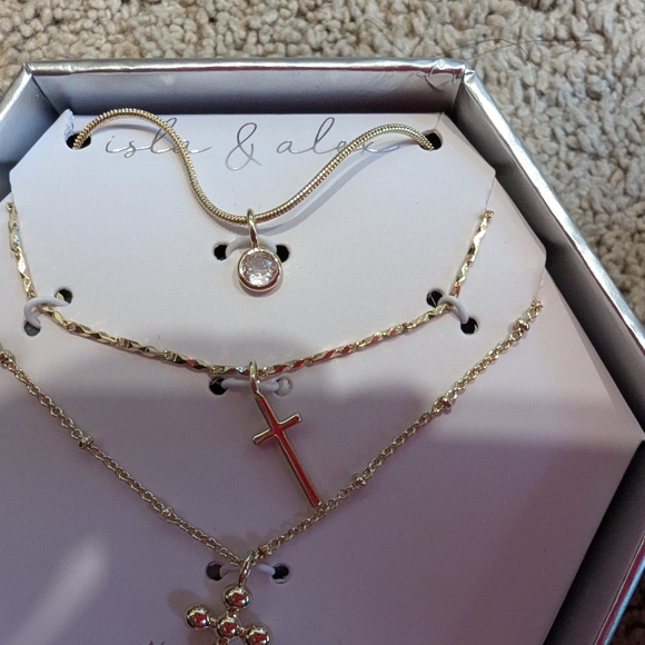Isla & Alex 3 14K Gold Necklaces Cubic Zirconia NIB - Picture 5 of 6